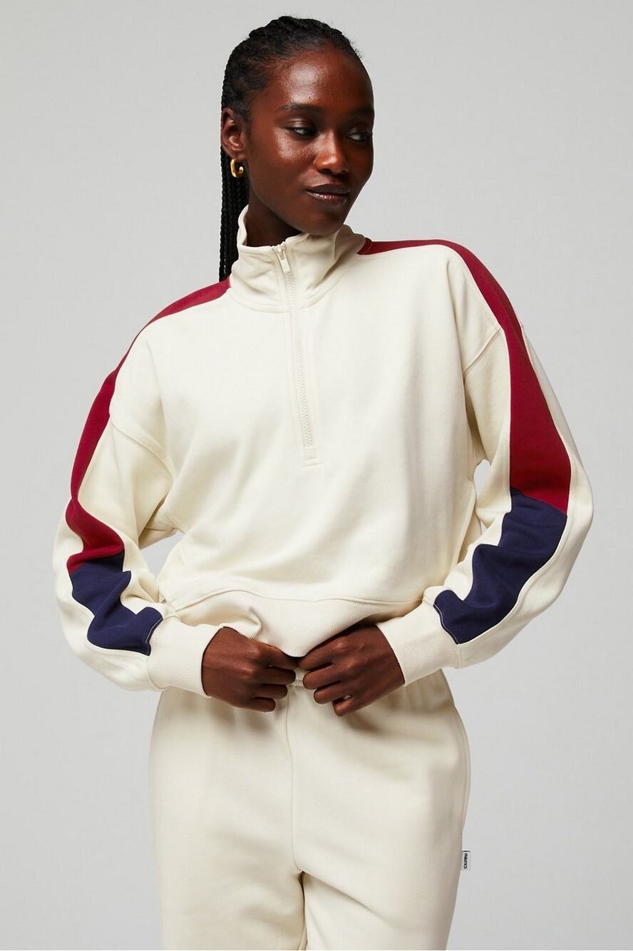 NWT Fabletics Year Round Terry Half Zip Sweatshirt Colorblock Size L